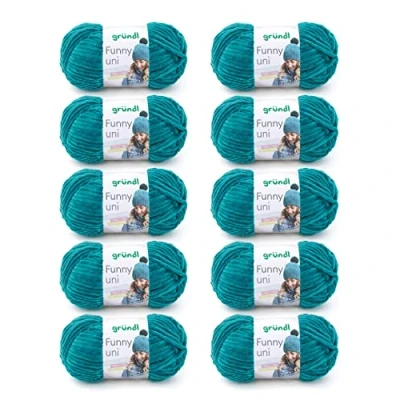 Image of Gründl Funny uni Knitting &amp; Crochet Yarn (Velvet Chenille 100% Polyester, 100 g/120 m, Needle Size: 5 6, 10 x g), Petrol, 47.50 40.00 cm