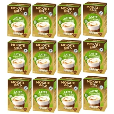 Image of Mokate Gold Premium Irish Cream Latte Coffee Sachets x10 (Pack of 12, Total 120 Sachets)