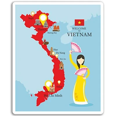 Image of 2 x 10cm Vietnam Map Vinyl Stickers Hanoi Travel Sticker Laptop Luggage #17274 (10cm Tall)
