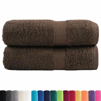 Image of vidaXL Brown Guest Towels 2pcs 100% Cotton, 30x50cm, Machine Washable, OEKO TEX Certified, 600GSM, Highly Absorbent