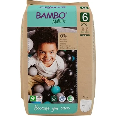 Image of Bambo Nature Premium Training Pants, Pull Ups, Eco Labelled Potty Nappy Secure, Comfortable, Discreet Pants for Active Day &amp; Comfy Night&#039;s Sleep Size 6/XXL 18+kg, 18PK