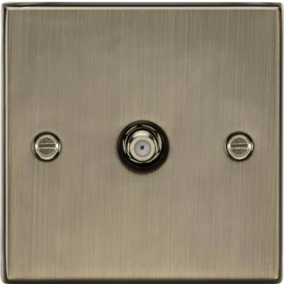 Image of KnightsBridge SAT TV Outlet Square Edge Antique Brass