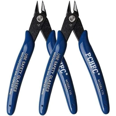 Image of Mini Wire Cutter, 2pcs Electrical Cable Cutter Precision Pliers Flush Diagonal Side Snips with Soft Grip for Jewelry Craft DIY