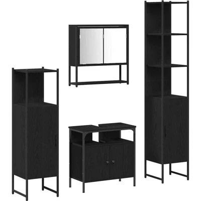 Image of vidaXL 4 Piece Bathroom Furniture Set Black Oak