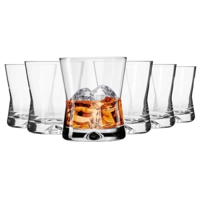 Image of Krosno Whiskey Glasses Drinking Tumblers Set of 6 290 ML X Line Collection Gin Water Cocktail Gift Box Perfect for Home, Restaurants and Kitchen Dishwasher Safe Tumbler
