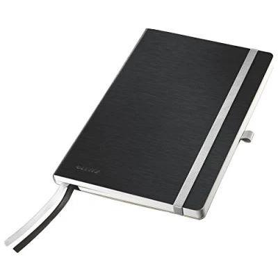 Image of Leitz A5 Soft Cover Notebook, Satin Black (80 Sheets Ruled, with 2 Bookmarks, 100 gsm Ivory Paper, Style Range)