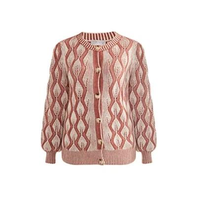 Image of ALARY Women&#039;s Cardigan Sweater, Wool White Dusky Pink, M/L