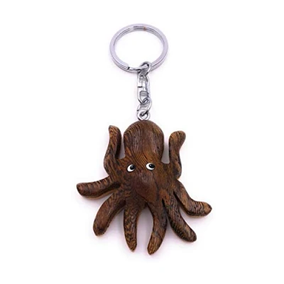 Image of H Customs Octopus Wood Noble Handmade Keychain Pendant
