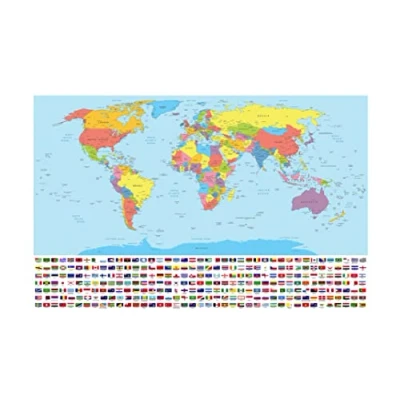 Image of Map of The World Detailed Large Poster for Home or Office A2 Size