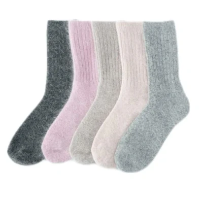 Image of A.WAVE Angora 50% Cashmere Wool 40% Women Socks 5 Pairs soft, fine knitted, thick, thermal effect, Warm Winter Fluffy