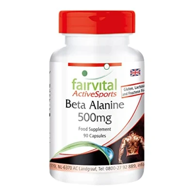 Image of Fairvital Beta Alanine 500mg 90 Capsules Popular Amino Acid Without Stirring in Powder 100% Vegan Quality Tested and Highly dosed Made Germany