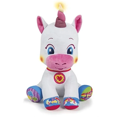 Image of Clementoni 50544 Interactive Plush Unicorn Electronic Talking Toy for Children from 6 Months Poland Version, Multi Coloured