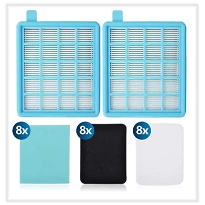 Image of KEEPOW Filter for Philips PowerPro Active Compact Eco FC8477/91, Power Cyclone 4 Filter, 2x EPA10 Motor 16x Exhaust with Foam, 8x Inlet Filters