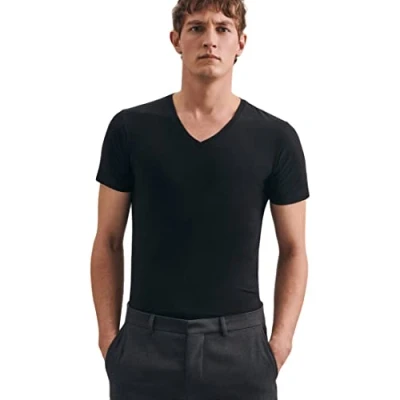 Image of Seidensticker Men&#039;s T Shirt Regular fit Plain V Neck Short Sleeve Stretch