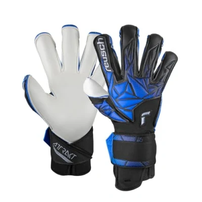 Image of Reusch Attrakt RE:Grip Unisex Adult Goalkeeper Gloves, 7737 Black/Electric Blue, 9