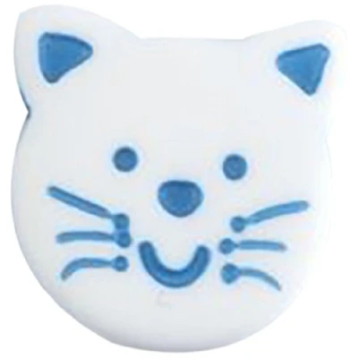 Image of Milward 14 mm 3 Piece Cat Face Shank Children Buttons, Blue
