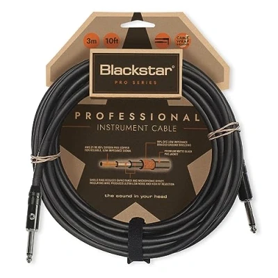 Image of Blackstar 3m (10ft) Pro Series Instrument Cable Straight ¼ Jack to for Bass/Electric Guitar/Electro Acoustic/Keyboard/Amp