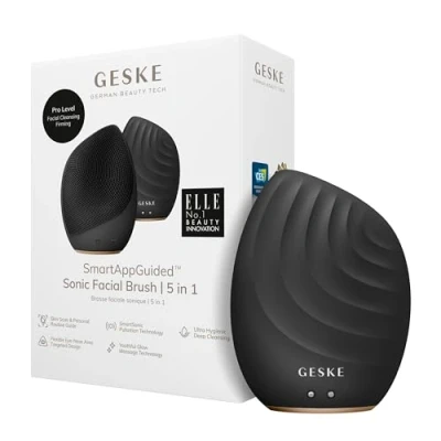 Image of GESKE SmartAppGuided™ Sonic Facial Brush 5 in 1 Vibrating Electric Cleansing Soft Silicone Professional Cleanser Skin &amp; exfoliator face Massager