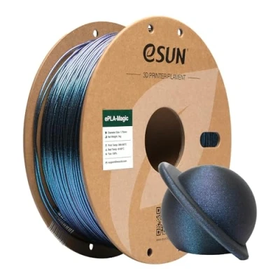 Image of eSUN Dual Color PLA Filament 1.75mm, ePLA Magic Glitter 3D Printer Filament, Dimensional Accuracy +/ 0.05mm, 1KG Spool (2.2 LBS) for Printers, Dark Twinkling Blue