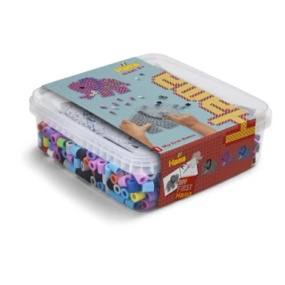 Image of Hama Maxi beads &amp; Pegboard Box Approx. 600 beads, 1 Elephant Booklet with Printed Bead Designs, Instructions Ironing Paper Mosaic Decoration Arts Craft for Creative Children Ages 5+