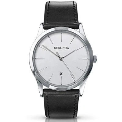 Image of Sekonda 3531 Watch for Men, Black Leather Strap