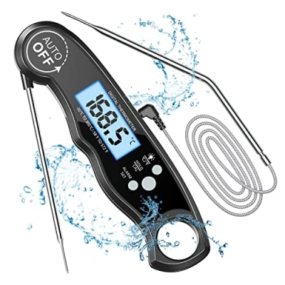 Image of CIRYCASE Meat Thermometers, Fast &amp; Precise Read Food Thermometer with 102cm Wire Probe, Backlight LCD Display, Calibration Function, BBQ for Kitchen, Outdoor Cooking, Liquid Grill