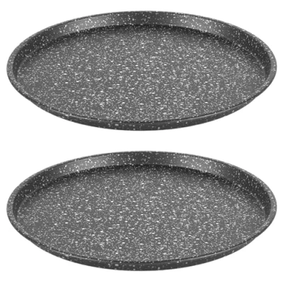 Image of Salter Megastone Pizza Pans Set of 2, 29 cm Non Stick Perforated Crisper Trays, Large Oven Baking Tin for Pizzas, 12 Inch Durable Chip PFOA Free, Safe Up to 220C, Strong Carbon Steel