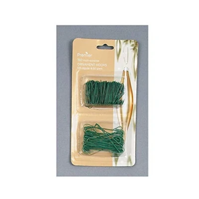 Image of Premier Decorations Decrorations Ornament Hooks, Green, Twin Pack 150