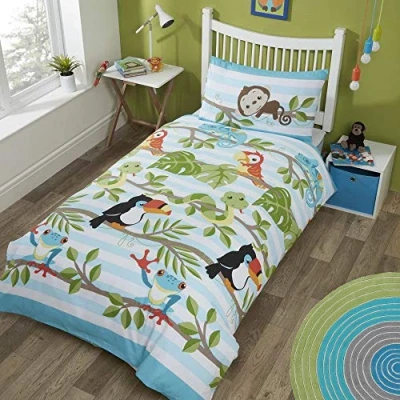 Image of Rapport Rainforest Duvet Cover Set, Polyester, Multicoloured, Size Single 135 x 200cms &amp; 1 Pillowcase 50 75cms, RAINFO SING MULT