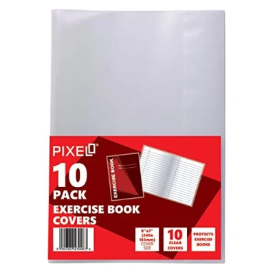 Image of Clear 9x7 Exercise Book Covers Slip On Jackets (Pack of 10)