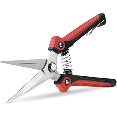 Image of Jasni Pruning Shears, Heavy Duty Stainless Steel Ultra Sharp Multi Purpose Gardening Hand Pruner Scissors for Garden Harvesting Fruits Vegetables, Trimming Plants Flowers, Black &amp; Red