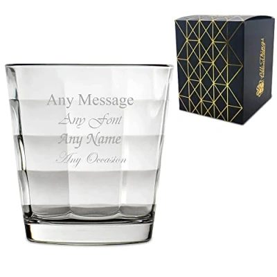 Image of Personalised Engraved 240ml Cube Whiskey Glass, Gift Boxed, Perfect for Any Whisky Lover