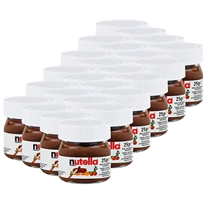 Image of Ferrero Nutella Small Glass Mini Set of 24, 25 g Bread Spread, Nut Nougat Cream, Chocolate Spread
