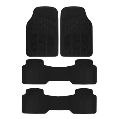 Image of BDK 783 3Row ProLiner Original Heavy Duty 4pc Front &amp; Rear Rubber Floor Mats for Car SUV Van (for 3 Row Vehicles) All Weather Protection Universal Fit (Black)