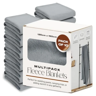 Image of Dreamscene Wholesale 10 x Plain Fleece Blanket Bulk Warm Sofa Throw Over Joblot 120 150cm, Silver Grey