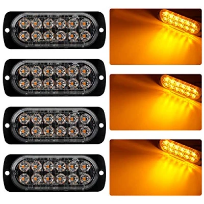 Image of 4 x 12 LED Emergency Warning Lights Amber Hazard Flashing Strobe Light Recovery Breakdown Beacon Bar Universal for 24V Car Truck Trailer Caravan …