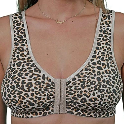 Image of Undercover Cotton Front Fastening Bra CB222 Leopard Print 48
