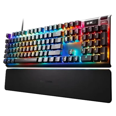 Image of SteelSeries Apex Pro Mechanical Gaming Keyboard Adjustable Actuation Switches World’s Fastest OLED Smart Display RGB Backlit
