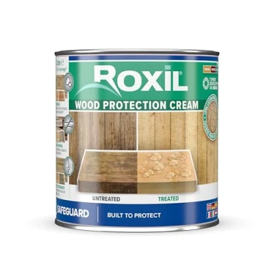 Image of Roxil Wood Protection Cream 1L Instant Sealer, Waterproofing Clear Treatment, Preserves Outdoor Wood: Fences, Decking, Furniture, Sheds