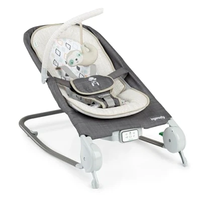 Image of Ingenuity Happy Belly Rock to Bounce Seat, Music, Vibration, Detachable Toy Bar, Plush Sloth Toy, for Ages 0 6 Months, Grey Parker