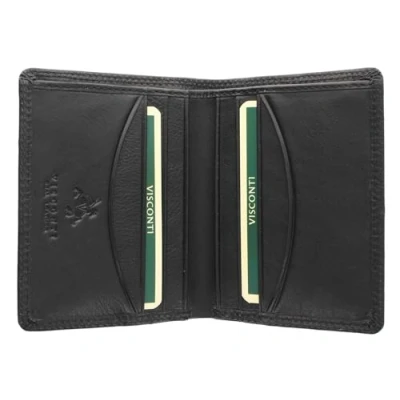 Image of VISCONTI Heritage Collection Harley Compact Bi Fold Leather Wallet RFID Blocking HT6 Black