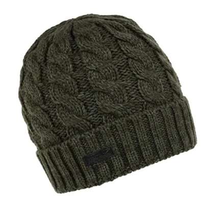 Image of Regatta Men&#039;s Harrell Iii Acrylic Cable Knit Fleece Lining Hat Headwear, Dark Khaki, Sgl UK