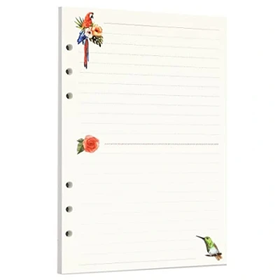 Image of Zelten 45 Sheets 90 Pages Colorful Loose Leaf Punched Paper Refills for 6 Hole Binder Personal Organizer Diary Notebook Refillable Planner (A5, Rainforest Ruled)