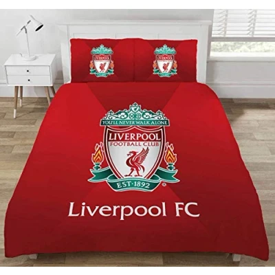 Image of Liverpool Double Duvet Set Reversible Red Football Club Bedding with Pillowcase