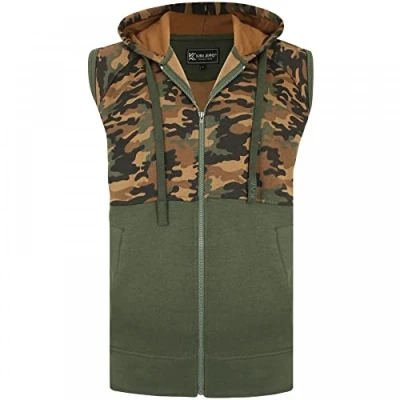 Image of Kam (KBS7039) Kbs Mens Big Size Sleeveless Camo Panelled Gilet in Khaki 4XL