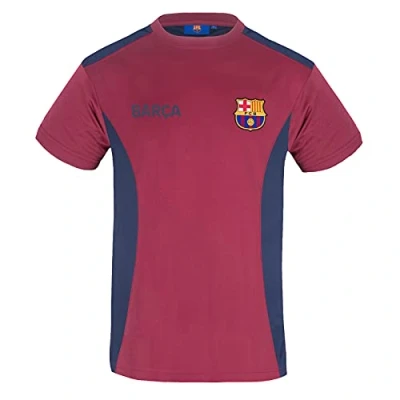 Image of FC Barcelona Official Football Gift Mens Poly Training Kit T Shirt Red Large