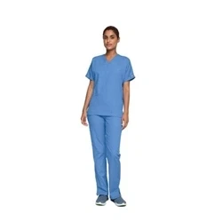 Image of Cherokee Originals Line 18020 Women&#039;s V Neck Tunic Size L Sky Blue