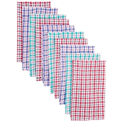 Image of Robert Scott Tea Towels with a Coloured Check Design Pack of 10 Assorted Colours Machine Washable Absorbent Fabric