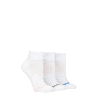 Image of Women&#039;s 3 Pair Pringle Quarter Length Cotton Sports Socks White UK 4 8
