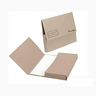 Image of indigo® Premium A4 Document Wallet Half Flap 285gsm Capacity 32mm (Buff, Pack of 50)